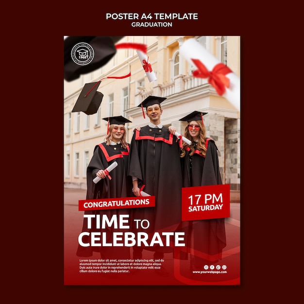 Modelo de formatura de pôster realista