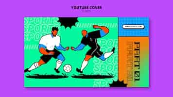 PSD grátis modelo de futebol com ilustração vibrante capa do youtube