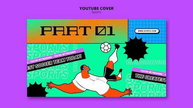 Modelo de futebol com ilustração vibrante capa do youtube