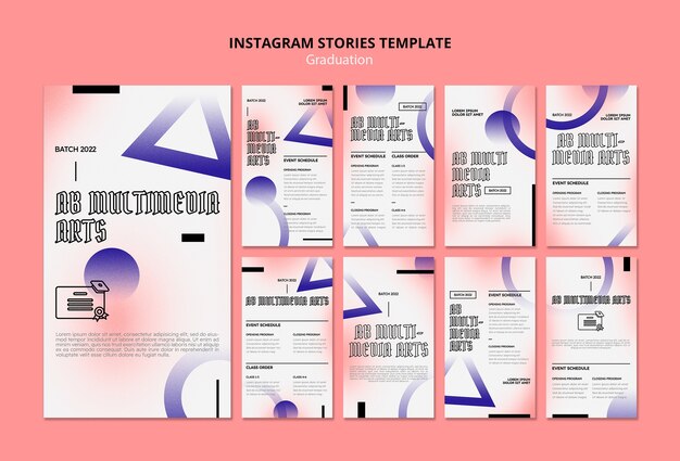 Modelo de graduação de histórias do instagram gradiente