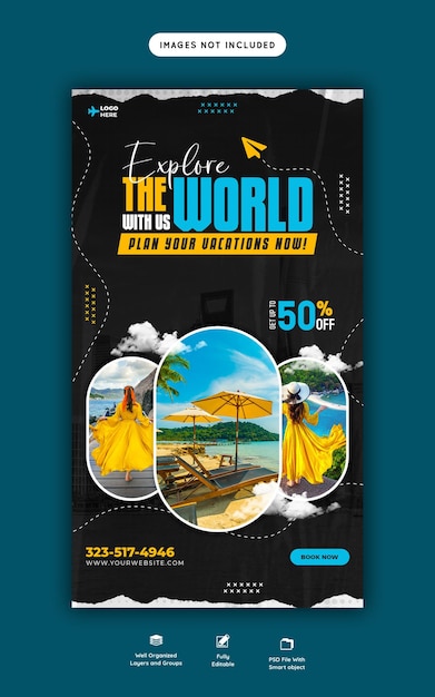 Modelo de história de Instagram e Facebook para viagens e turismo