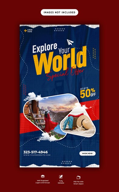 Modelo de história de Instagram e Facebook para viagens e turismo