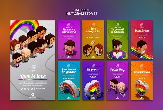 PSD grátis modelo de histórias coloridas do orgulho gay instagram