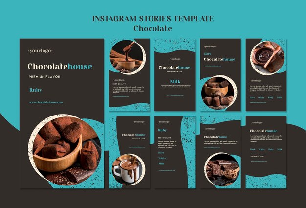 Modelo de histórias de casas de chocolate