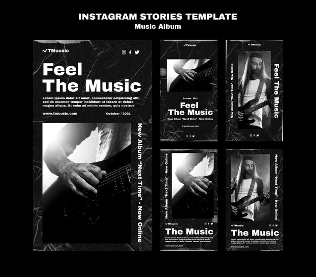 Modelo de histórias de instagram de álbum de música