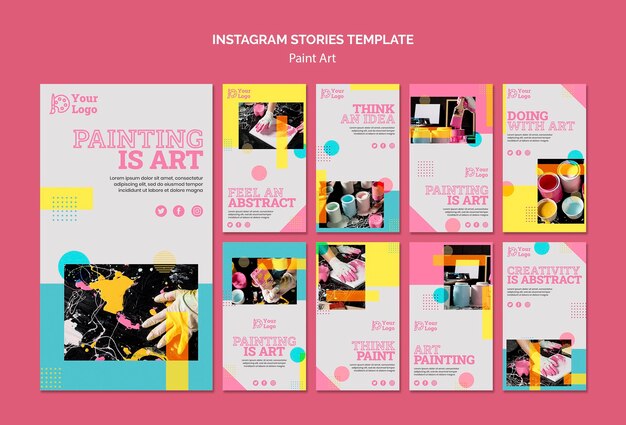 Modelo de histórias de instagram de conceito de arte