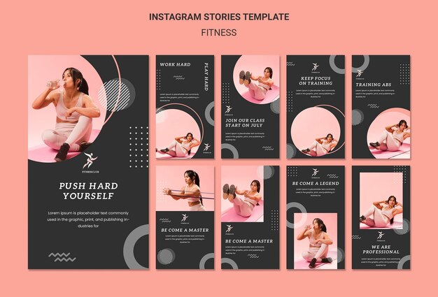 Modelo de histórias de instagram de fitness