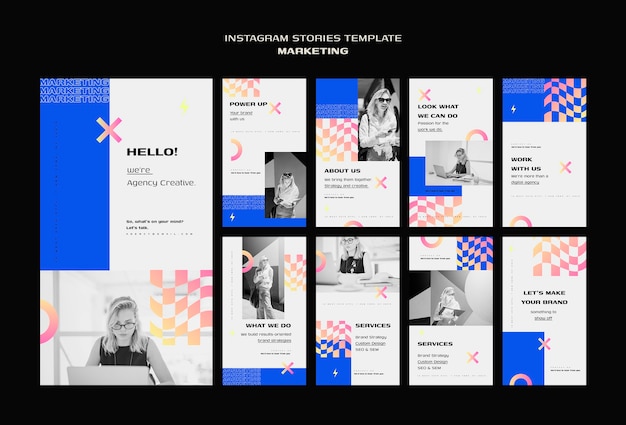 PSD grátis modelo de histórias de marketing no instagram