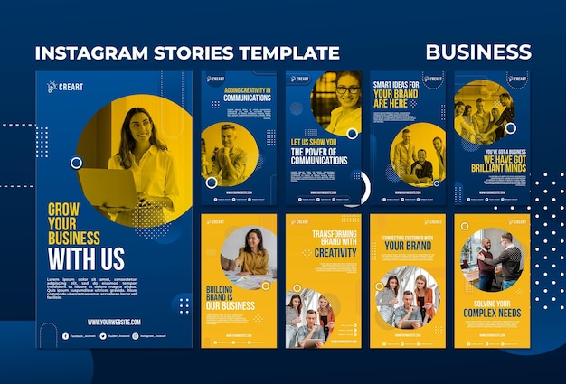 Modelo de histórias de mídia social empresarial com foto