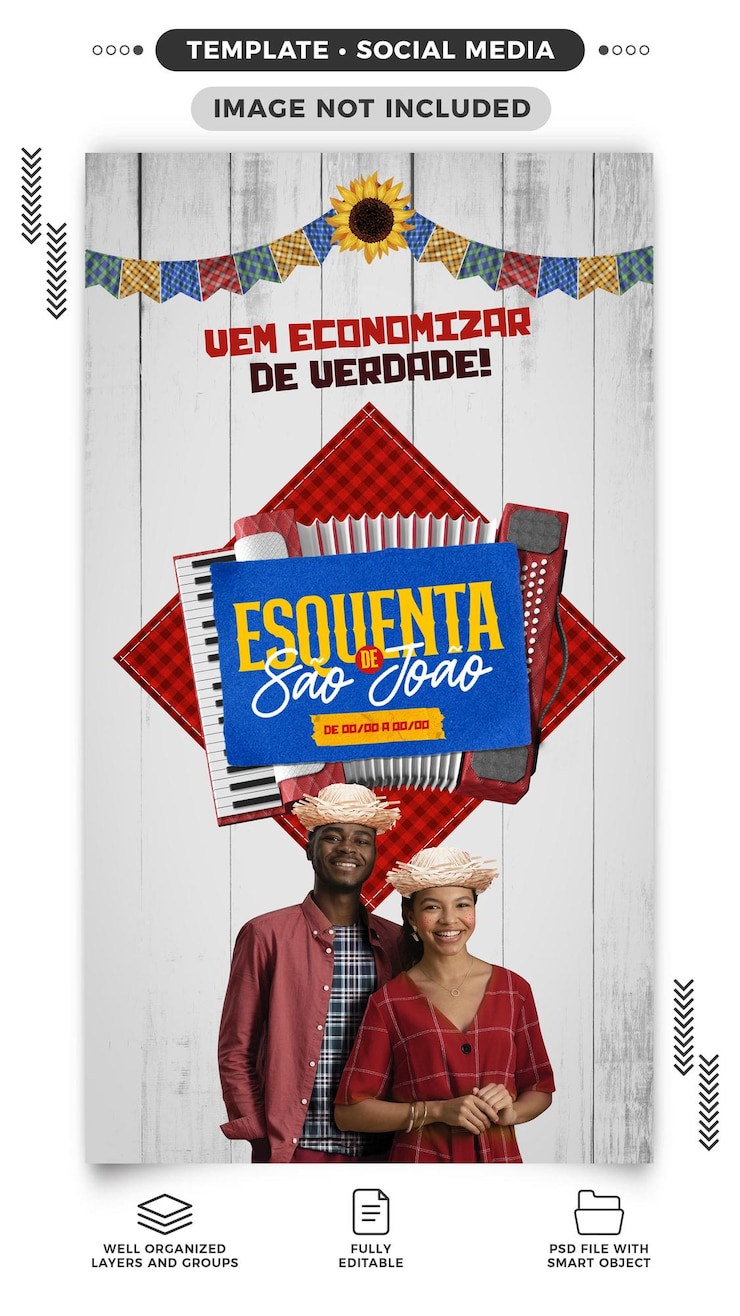 Modelo de histórias de mídia social esquenta de São João