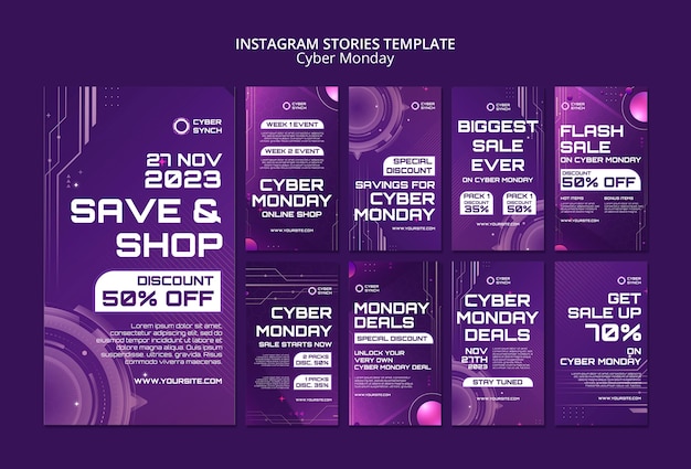 PSD grátis modelo de histórias do cyber monday no instagram