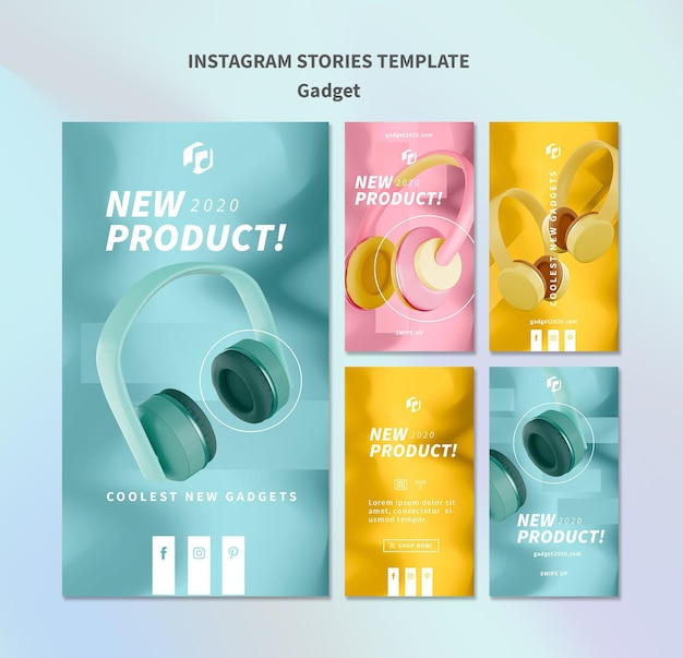 Modelo de histórias do gadget conceito instagram stories
