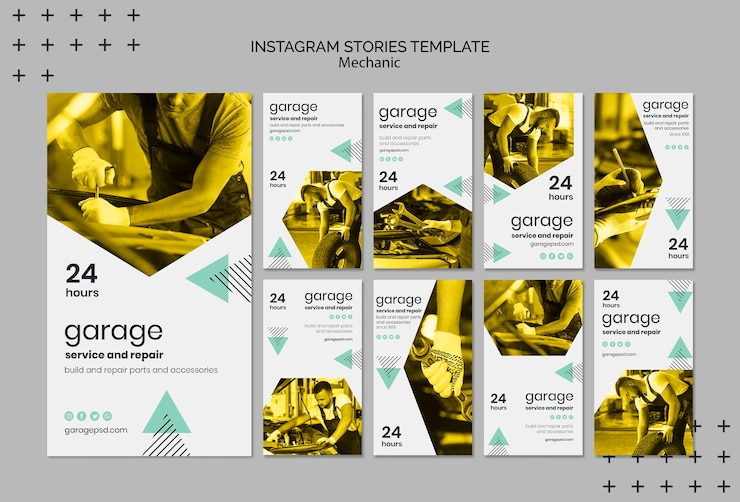 PSD grátis modelo de histórias do instagram com mecânico