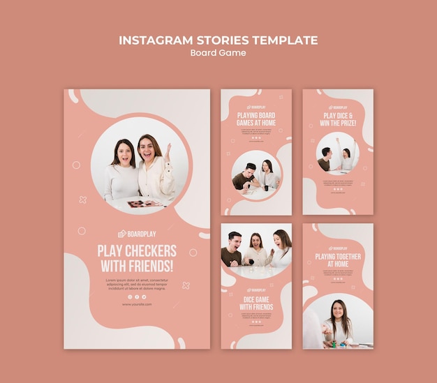 PSD grátis modelo de histórias do instagram - conceito de jogo de tabuleiro