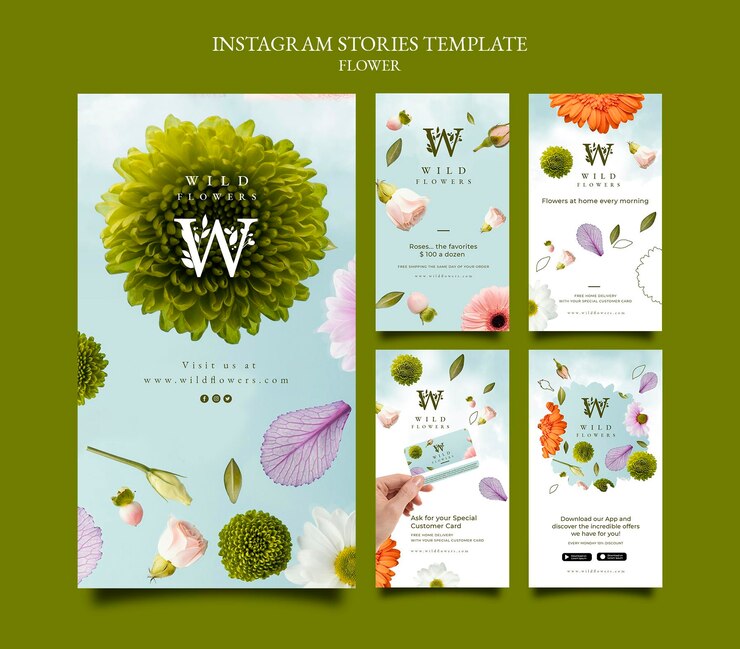 PSD grátis modelo de histórias do instagram da flowershop