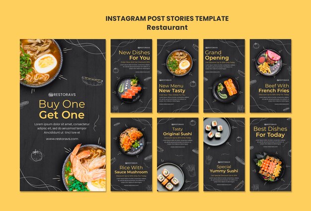 Modelo de histórias do instagram de abertura de restaurante
