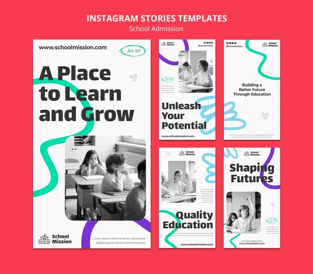 Modelo de histórias do instagram de admissão na escola