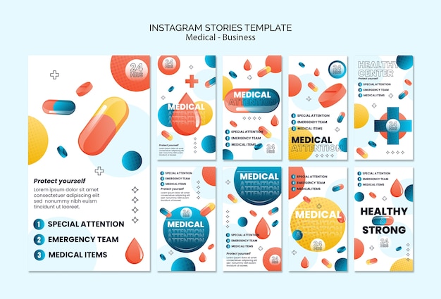 Modelo de histórias do instagram de ajuda médica