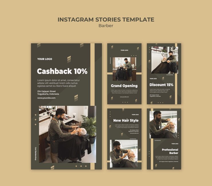PSD grátis modelo de histórias do instagram de barbearia