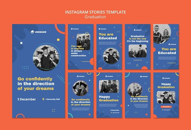 PSD grátis modelo de histórias do instagram de cerimônia de formatura
