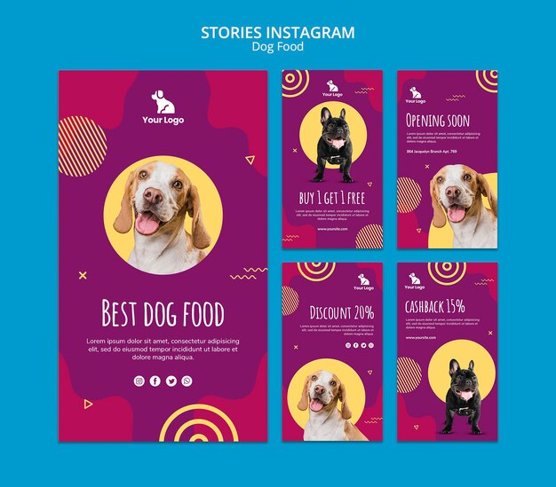 Modelo de histórias do instagram de comida de cachorro