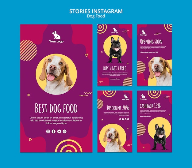 Modelo de histórias do instagram de comida de cachorro