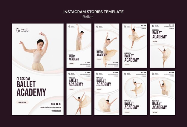 Modelo de histórias do instagram de conceito de balé