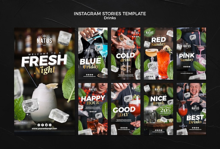 PSD grátis modelo de histórias do instagram de conceito de bebidas