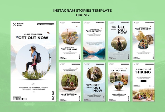 Modelo de histórias do instagram de conceito de caminhadas