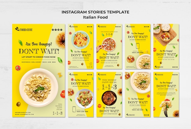 Modelo de histórias do instagram de conceito de comida italiana