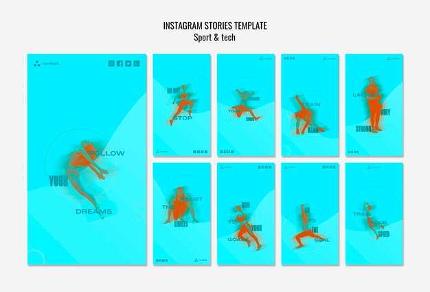 Modelo de histórias do instagram de conceito de esporte e tecnologia