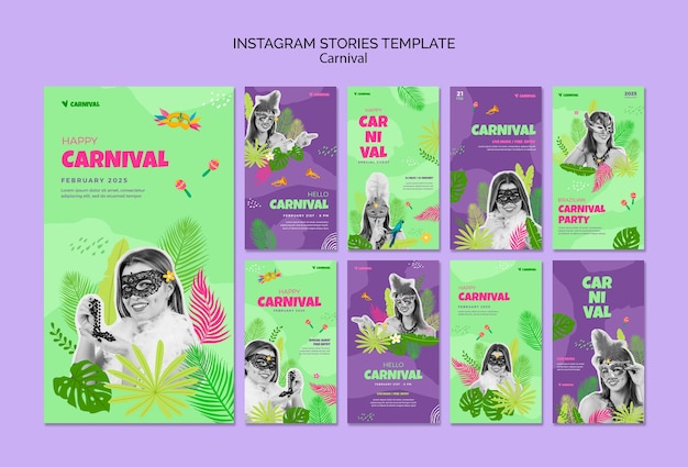 Modelo de histórias do instagram de entretenimento de carnaval