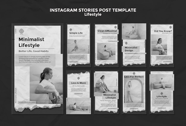 Modelo de histórias do instagram de estilo de vida de design plano