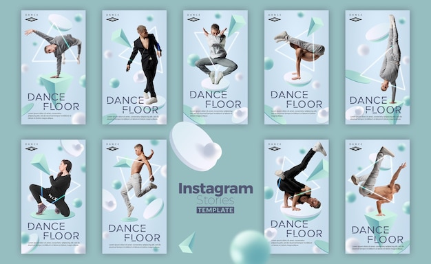 PSD grátis modelo de histórias do instagram de estúdio de dança
