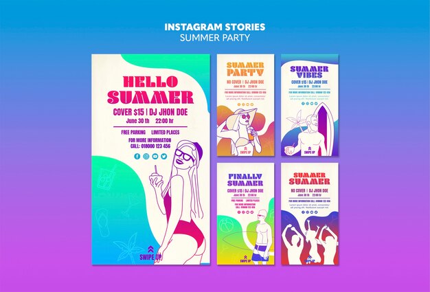 Modelo de histórias do instagram de festa de verão