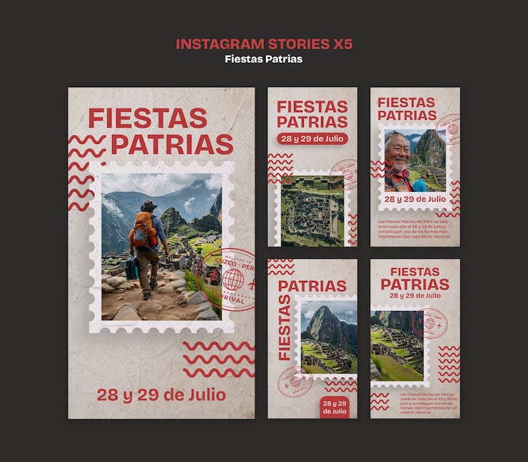 PSD grátis modelo de histórias do instagram de fiestas patrias
