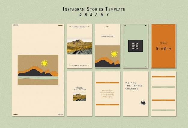 PSD grátis modelo de histórias do instagram de lugares sonhadores