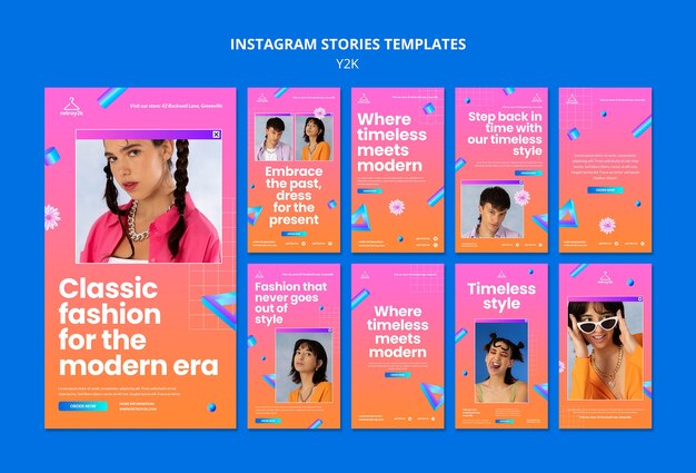 Modelo de histórias do instagram de moda Y2k