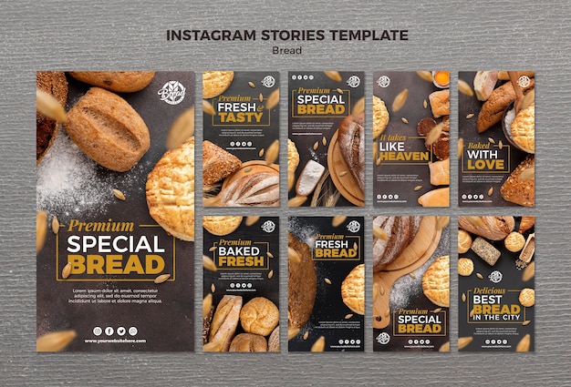 PSD grátis modelo de histórias do instagram de pão