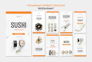 PSD grátis modelo de histórias do instagram de restaurante de sushi