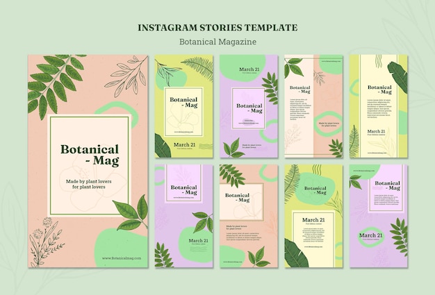 Modelo de histórias do instagram de revista botânica