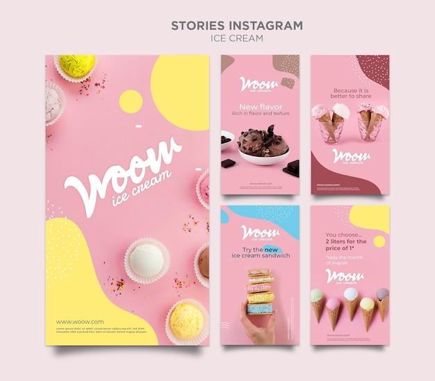 PSD grátis modelo de histórias do instagram de sorvete