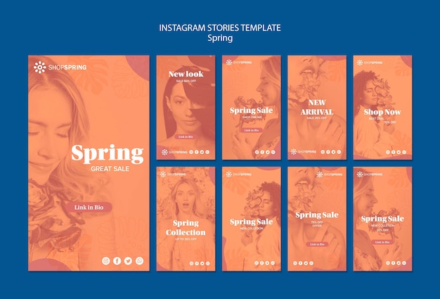 PSD grátis modelo de histórias do instagram de venda de primavera