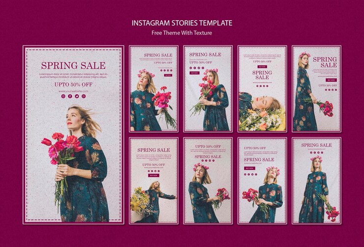 PSD grátis modelo de histórias do instagram de venda de primavera