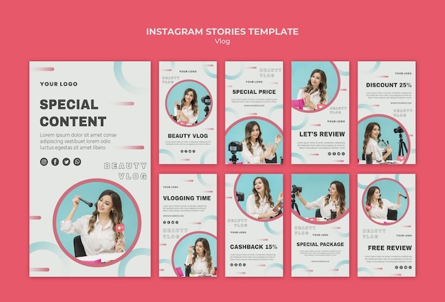 Modelo de histórias do instagram do conceito vlog