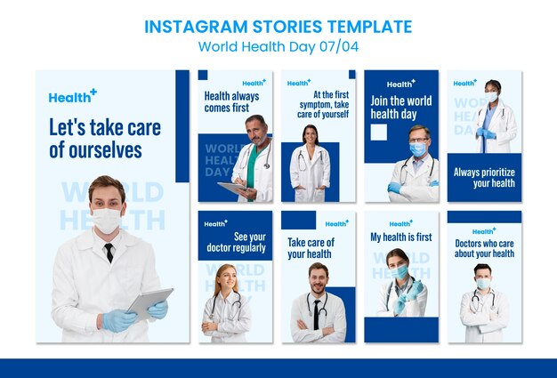 Modelo de histórias do instagram do dia mundial da saúde