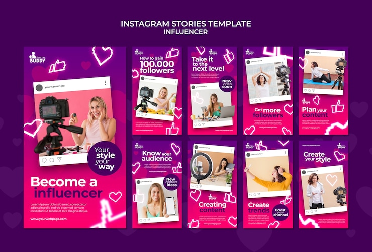 PSD grátis modelo de histórias do instagram do influenciador gradiente