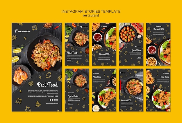 PSD grátis modelo de histórias do instagram do restaurante