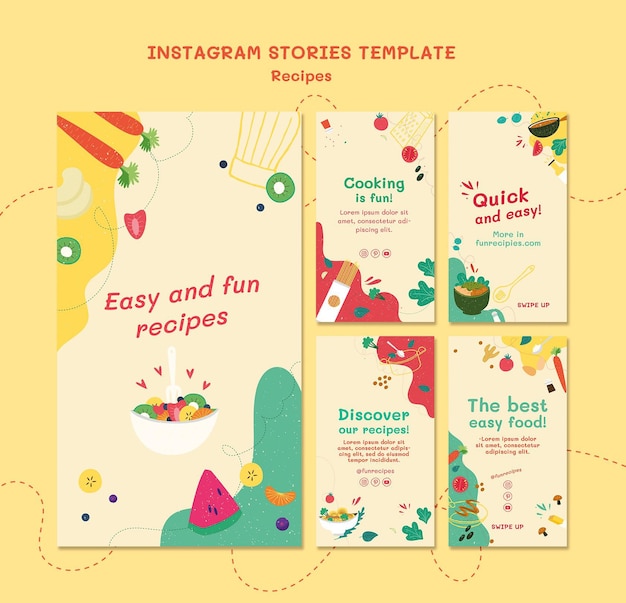 Modelo de histórias do instagram do site de receitas