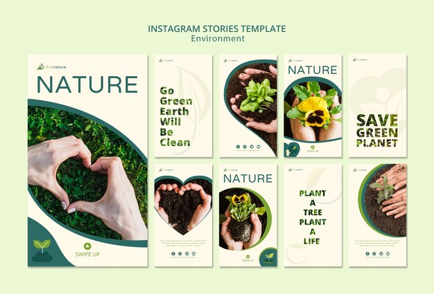 Modelo de histórias do instagram natureza e mudas